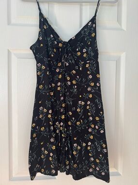 H&M Black Floral Slip Dress with Yellow & Pink Blooms